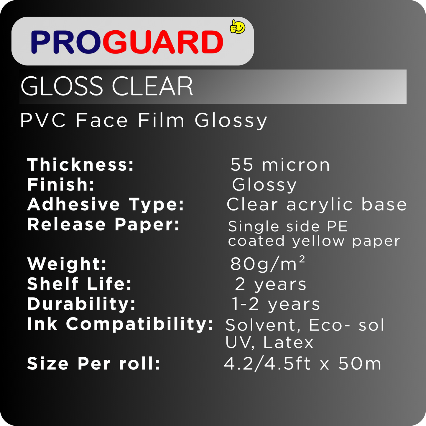5ft PROGUARD CLEAR GLOSS YELLOW LINER